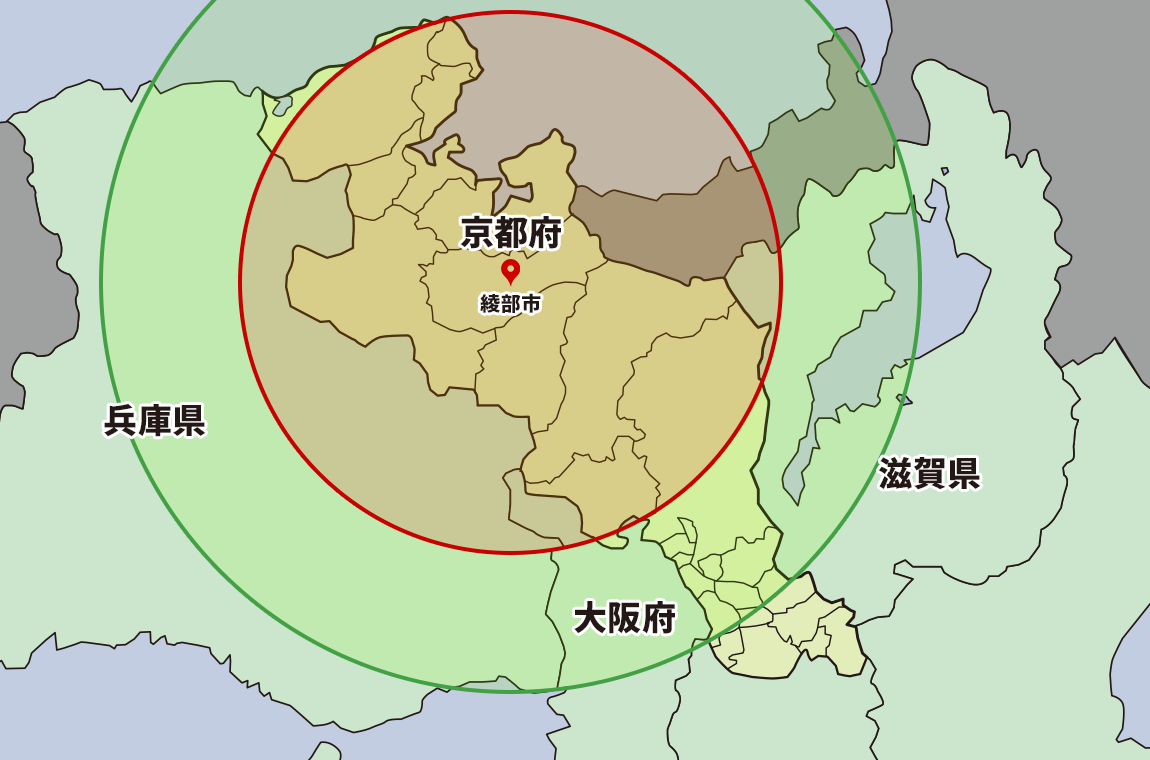 綾部市を中心に、幅広く対応しています！
